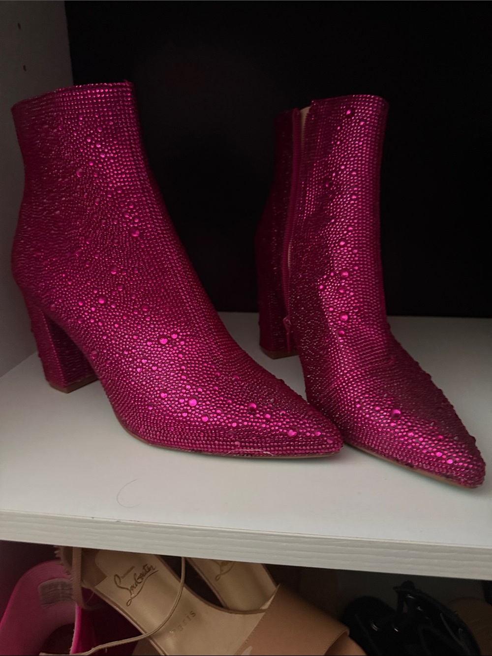 Betsey Johnson Pink Crystal Ankle Booties
